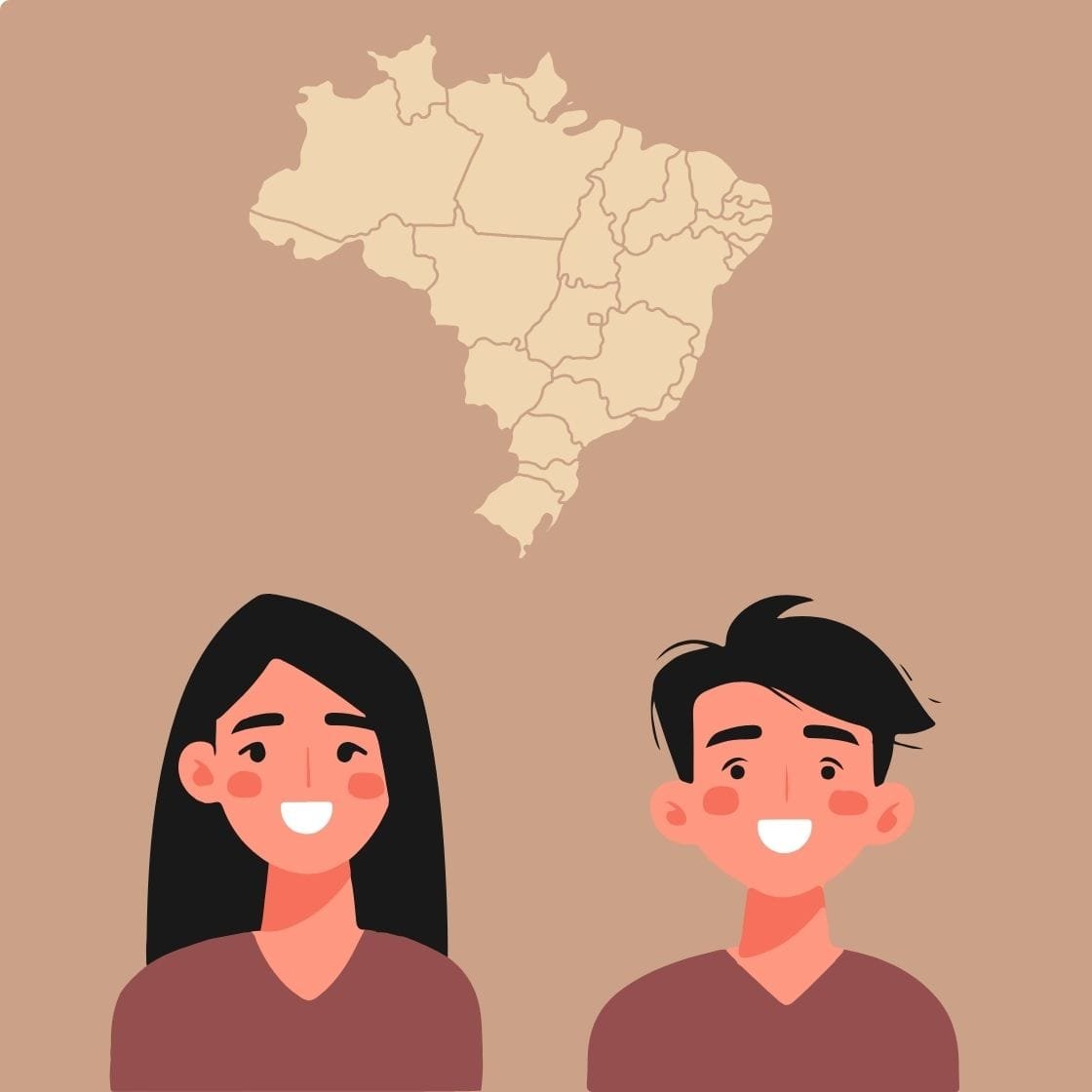 Duas pessoas com o gráfico do Brasil acima