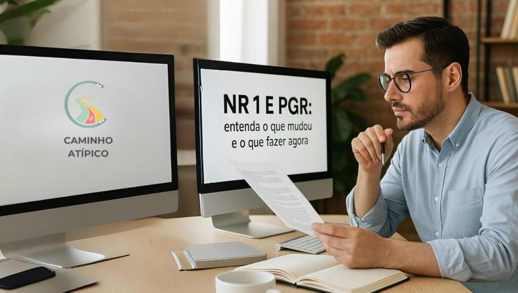 Homem estudando a NR 1