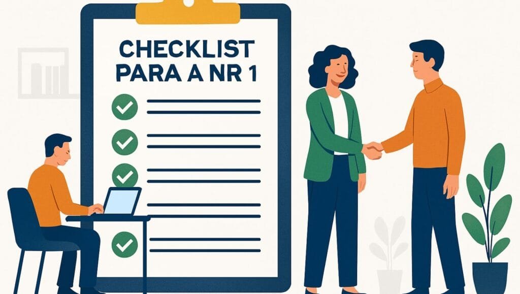 uma equipe fazendo o checklist da NR 1