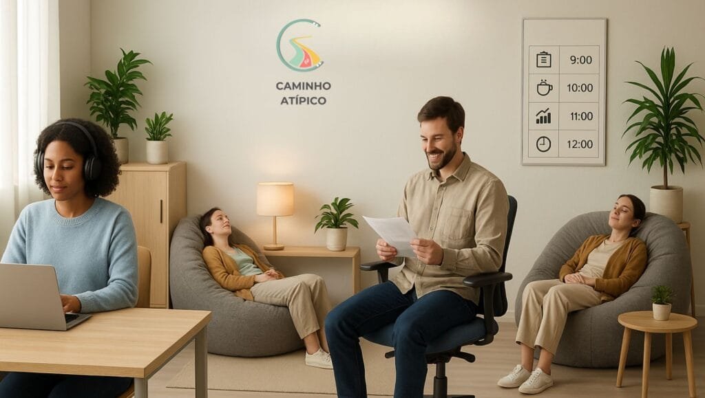uma sala sensorial feita pela caminho atipico com pessoas dentro dela