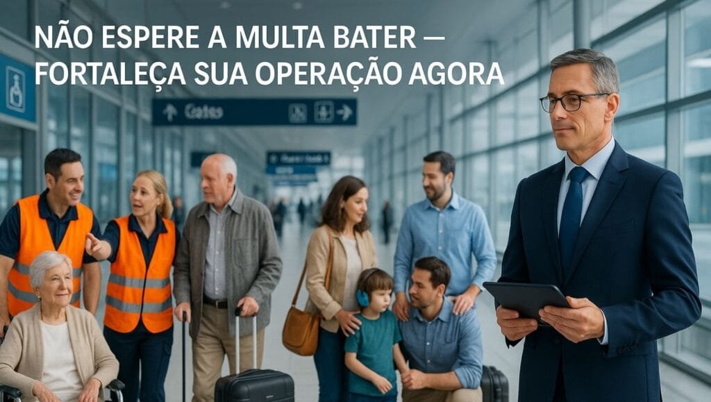 Um aeroporto colocando em prática a Resolução ANAC nº 280/2013.