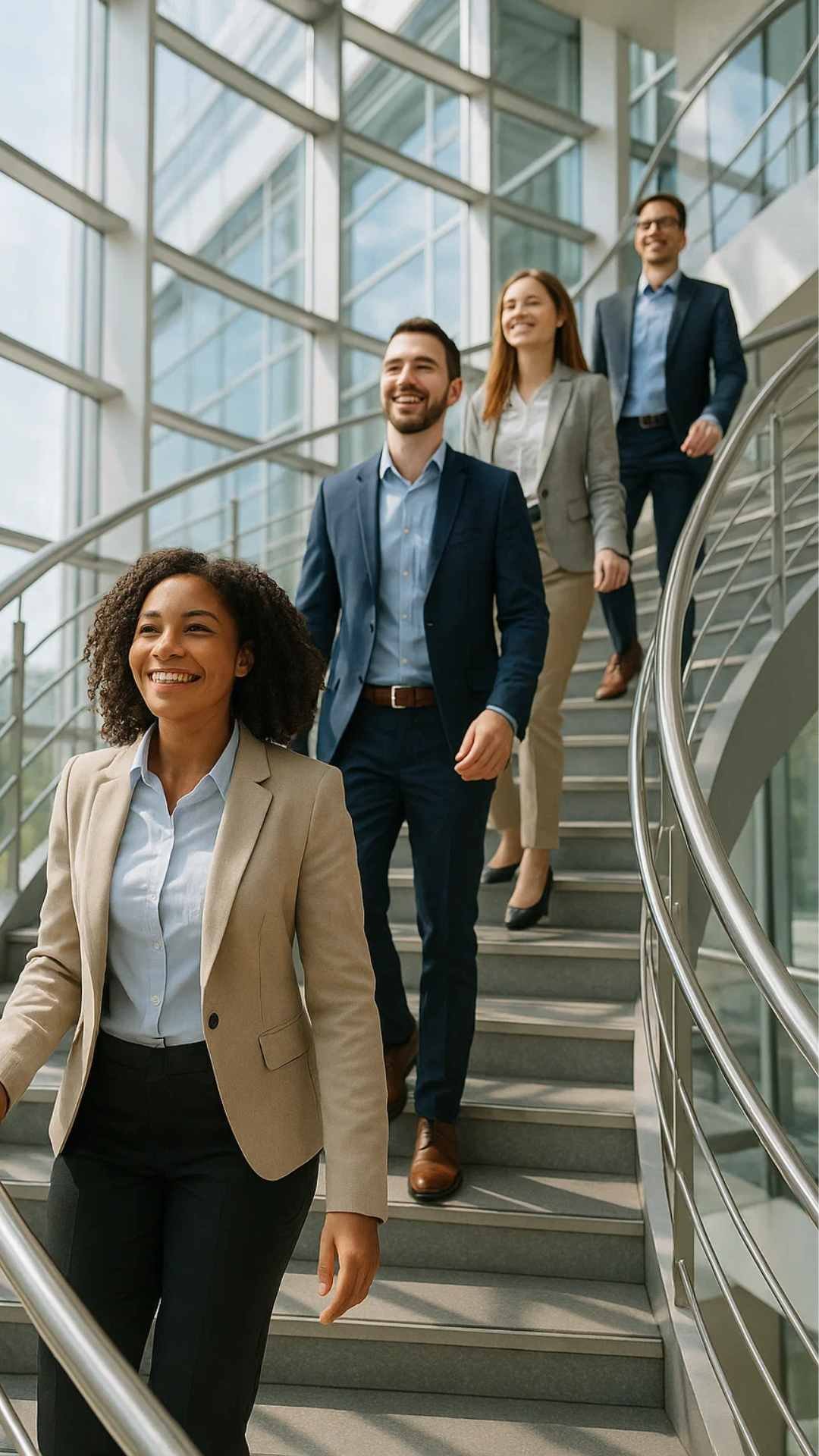 Pessoas descendo uma escada para um evento da Caminho Atípico
